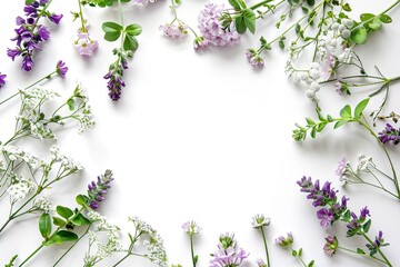 Fototapeta na wymiar circular floral frame on white background 