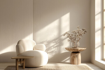 Modern interior japandi style design livingroom