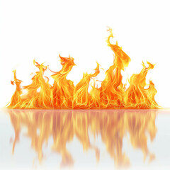 Orange hot flames on a white background.