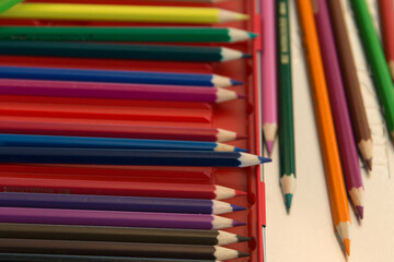 View of the colored pencils