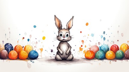 Easter Bunny Eggs Illustration Marker Drawing