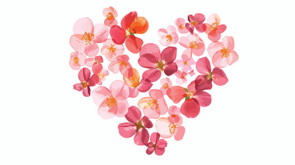 Flowers in Shape of Hearts isolated white background
