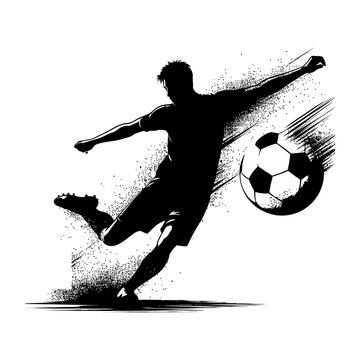 Boy kick soccer silhouette vector image