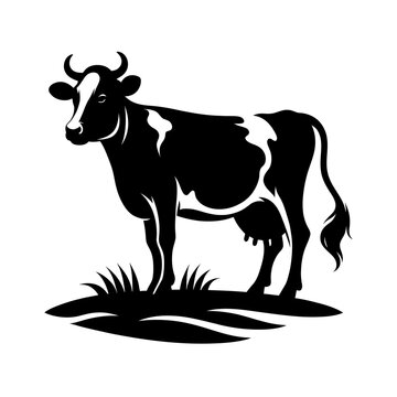 Cow black silhouette isolated on a white background