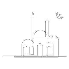 Continuous single line happy Eid al Fitr art vector design and illustration