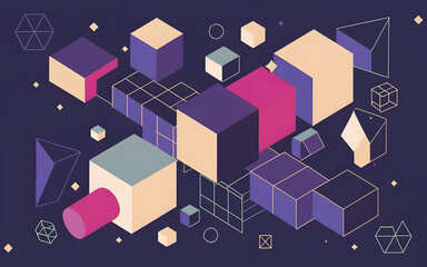 Fototapeta premium Geometric several isomatric Banner Graphic Wallpaper Background
