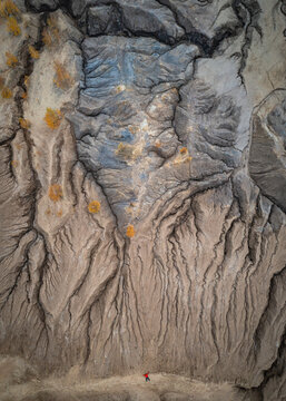 Aerial view of abstract rock formation in Konduki, Tula region, Russia.