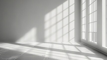 Morning Sunshine Illuminating Empty White Wall
