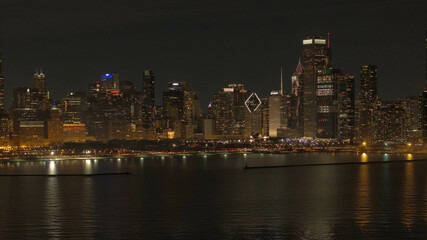 Fototapeta na wymiar Aerial view of downtown Chicago view of Lake Michigan skyline