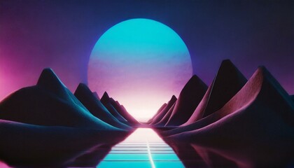 Synthwave retro cyberpunk style landscape background banner or wallpaper.