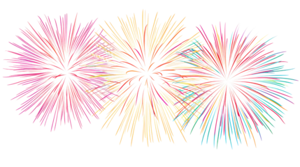 Vibrant multicolored fireworks display illustration with sparkling streaks on a checkered background