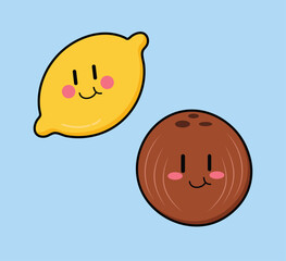 Cute Cartoon Fruit character Vector Art. Simple and fun design for kids