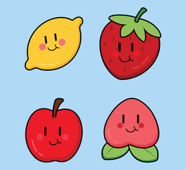 Cute Cartoon Fruit character Vector Art. Simple and fun design for kids