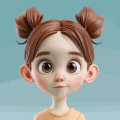 Cute little girl head character