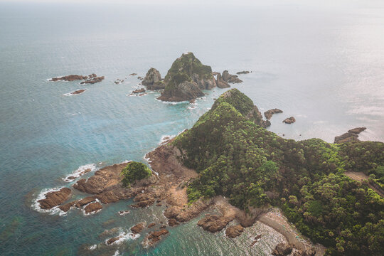 Aerial shot of Cape Sata, southernmost point of Japan, Kagoshima Prefecture, Kyushu, Japan.