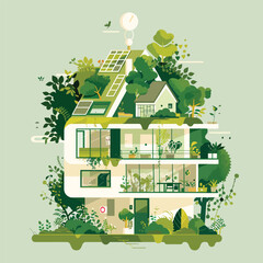 Eco house. Vector house. Green house.