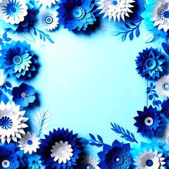 blue flowers frame. AI Generated.
