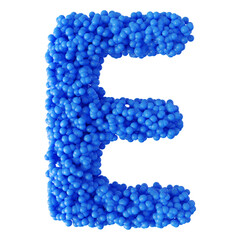 Ball letter E blue font 3d render