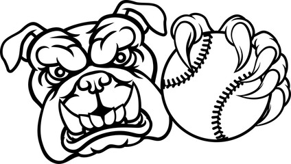 Bulldog Dog Softball Baseball Ball Sports Mascot