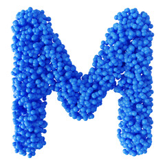 Ball letter M blue font 3d render