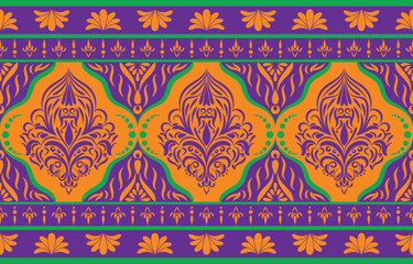 Ethnic Pattern. Ethnic India seamless pattern design oriental style. Damask India Motif.