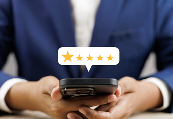 Online customer satisfaction Survey service concept, client rate service from experience in...