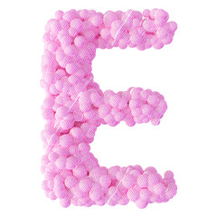 Ball letter E pink font 3d render