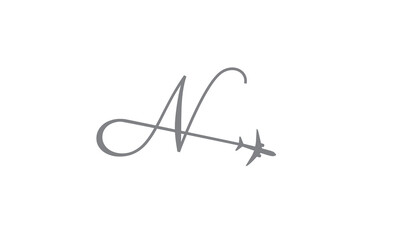 Letter N with Airplane Logo Design. Suitable for Tour and Travel, Start-up, Logistic, and Business Logo Template