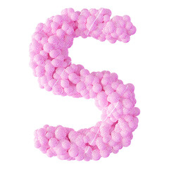 Ball letter S pink font 3d render