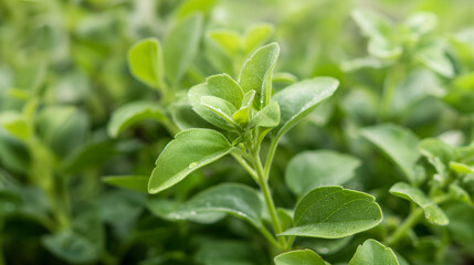 Fototapeta na wymiar Professional Shot of an Isolated Stevia Plant in a Sunny Day full of Leaves.