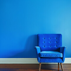 Bright vivid blue wall, clean, one color