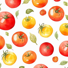 Colorful Watercolor Tomato Pattern for Kitchen Wraps and Textile Design