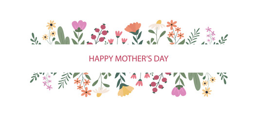 Mother's Day. Editable vector template for greeting card, poster, banner, invitation, social media post. Flat vector illustration