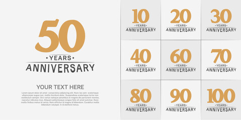 Set of Anniversary Logotype brown color can be use for special day celebration