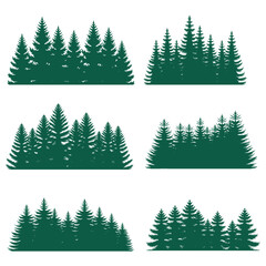 Pine tree silhouette element set collection