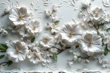 3d illustration flowers white background , wallpaper	