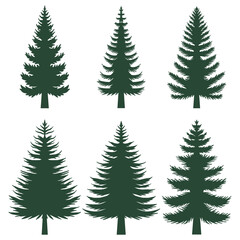 Pine tree silhouette set collection