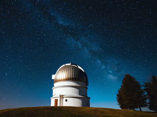 Astronomical Observatory under the stars.Milky way at night