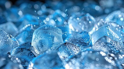Refreshing Background, Water Splash with Ice Cubes, Symbolizing Refreshment and Cool Drink Concepts.
