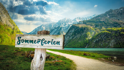 Signposts the direct way to Summer Vacation - obrazy, fototapety, plakaty