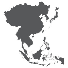 Asia country Map. Map of Asia in grey color.