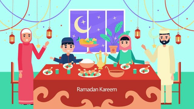 Celebratory Eid al-Adha Greeting - Joyful Family Gathering for Ramadan Kareem Feast