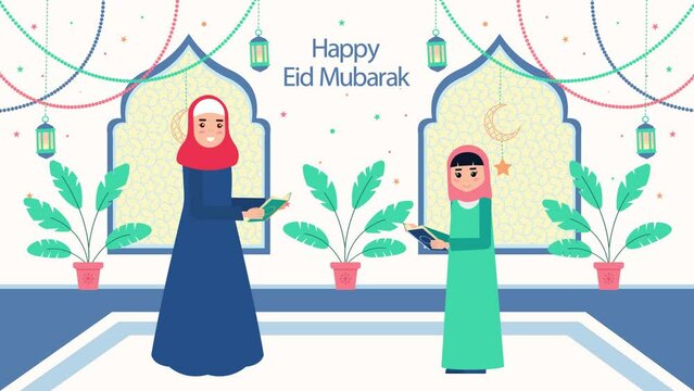 Eid Al Adha Mubarak - Joyful Celebration with Traditional Lanterns and Festive Decorations