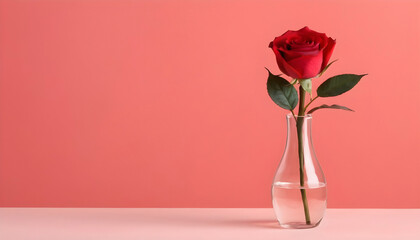 Beautiful red rose in vase isolated on solid background. Generative AI