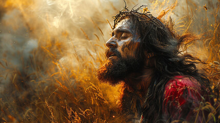 The Resurrection of Jesus Christ on the Cross during Holy Week. Religious procession in the Catholic religion