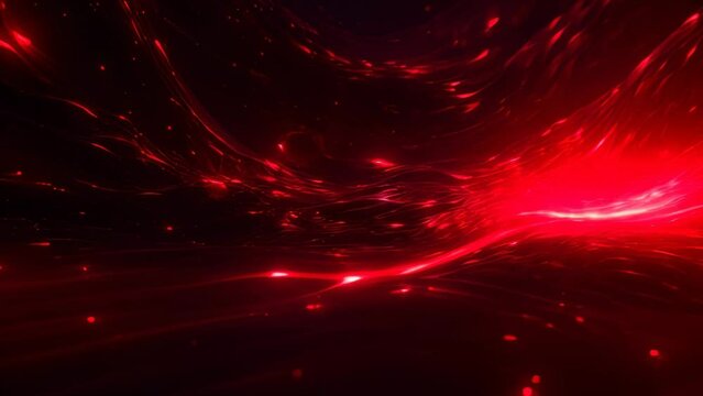 Background animation video of  red light streaks intertwined with dark shadows, creating a visually striking and dramatic effect. It resembles waves of energy or a fluid-like motion, illuminating the 