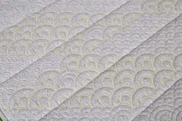 Textured Fabric with Green Stitched Scale Pattern, Close-Up Perspective
