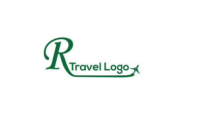 letter R with plane and airline logo vector template. Suitable for travel label, tourism, journey posters, flight company advertising, airways identity, and tech transportation