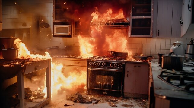 teps should be taken during a kitchen fire to ensure safety