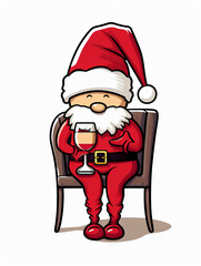Santa drinking wine